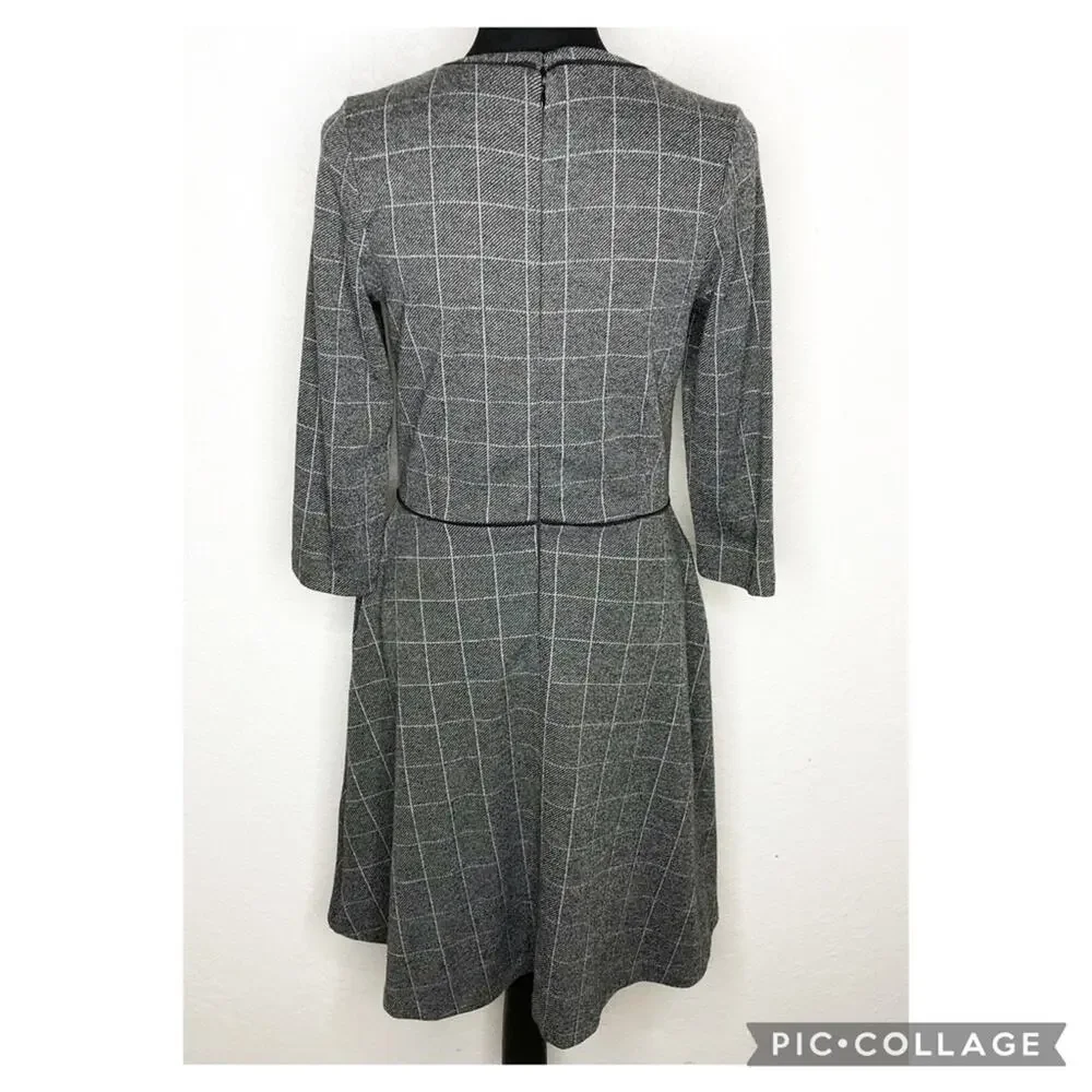 Banana Republic gray black plaid dress size 8 classic office business casual